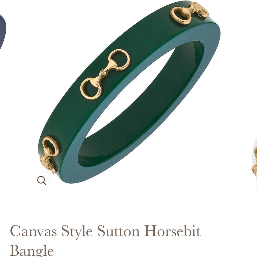 Canvas Style Green Sutton Horsebit Derby Bangle Bracelet (NWT)